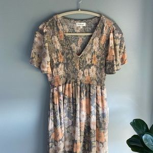 Bohme Floral Midi Dress with pockets